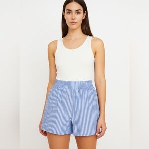 NWT Rachel Zoe/ Blue Striped 100%Cotton Shorts/ Elasticized Waistband/ Size US 6